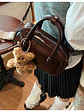 Bolso Boston mini con asas anudadas y correa larga — estilo retro street - Miniatura 6