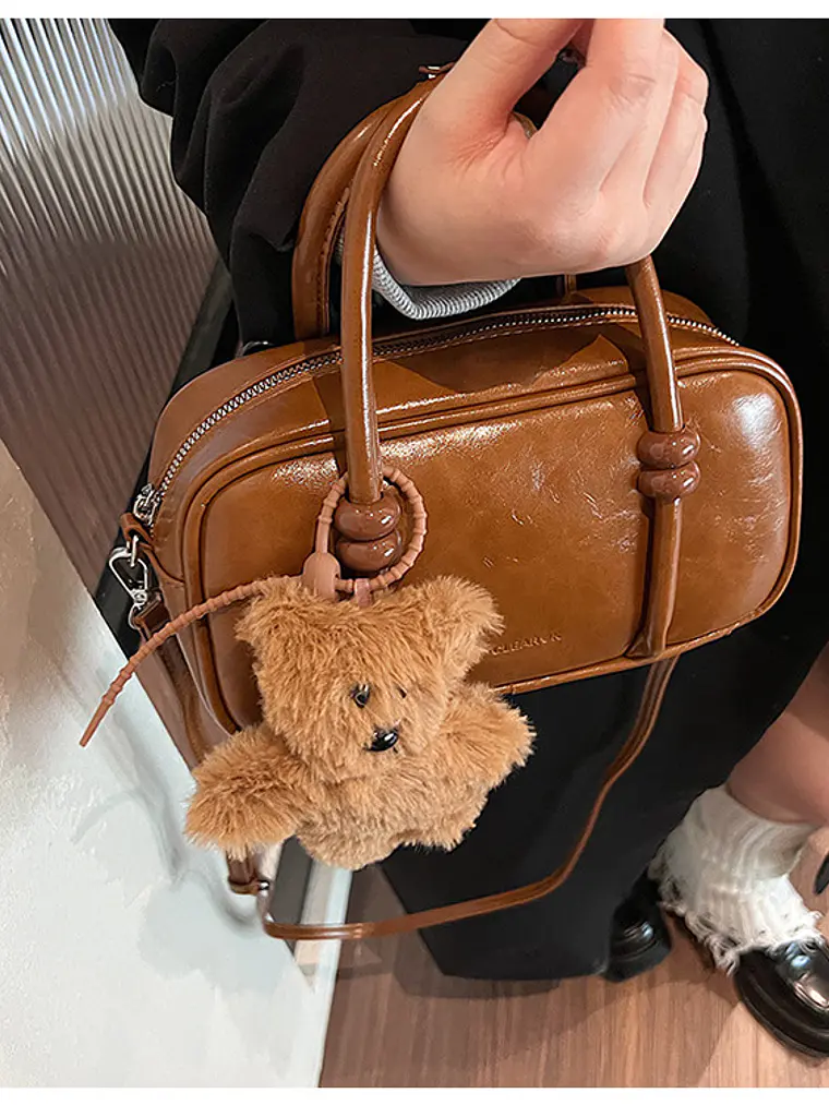 Bolso Boston mini con asas anudadas y correa larga — estilo retro street 12