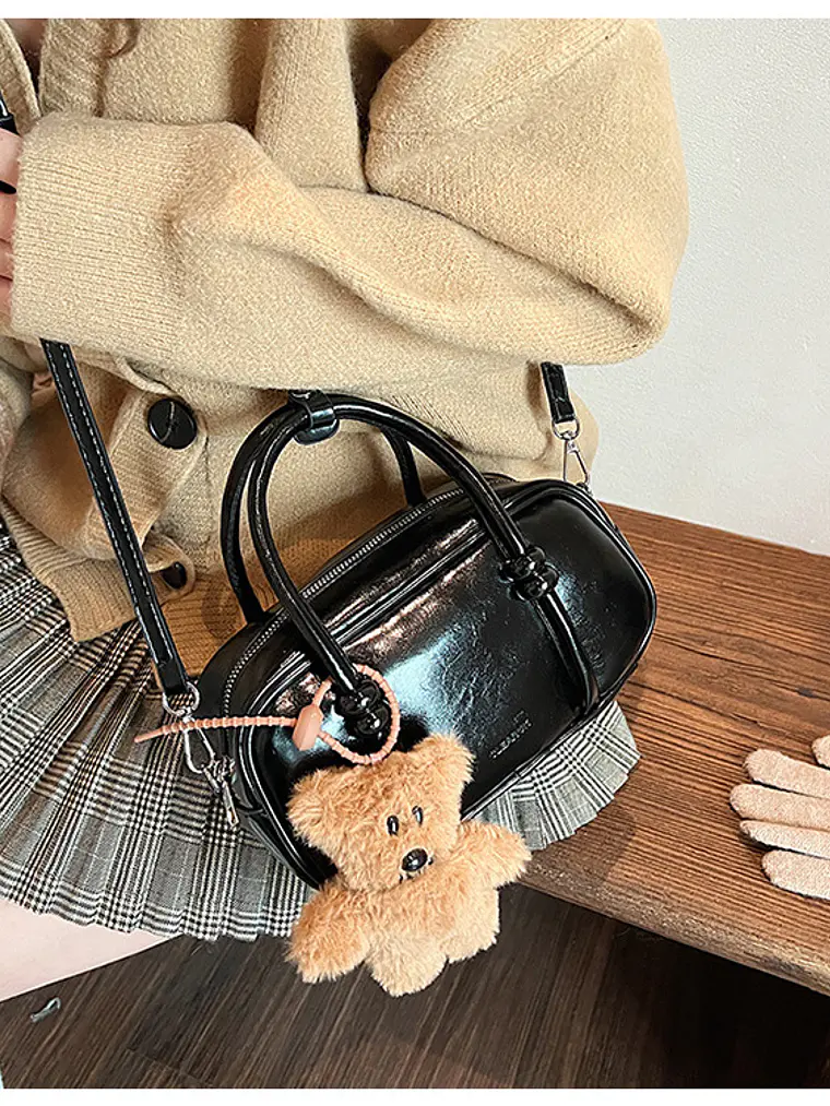 Bolso Boston mini con asas anudadas y correa larga — estilo retro street 3