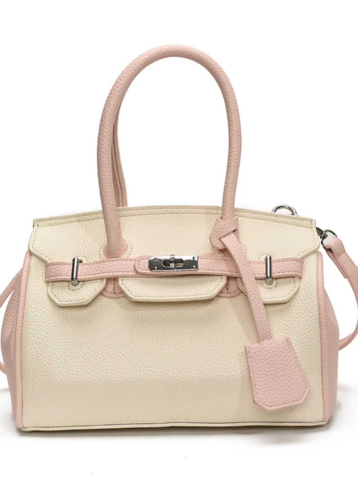 Bolso Estructurado Bicolor con Textura Granulada — Diseño Clásico y Femenino 5