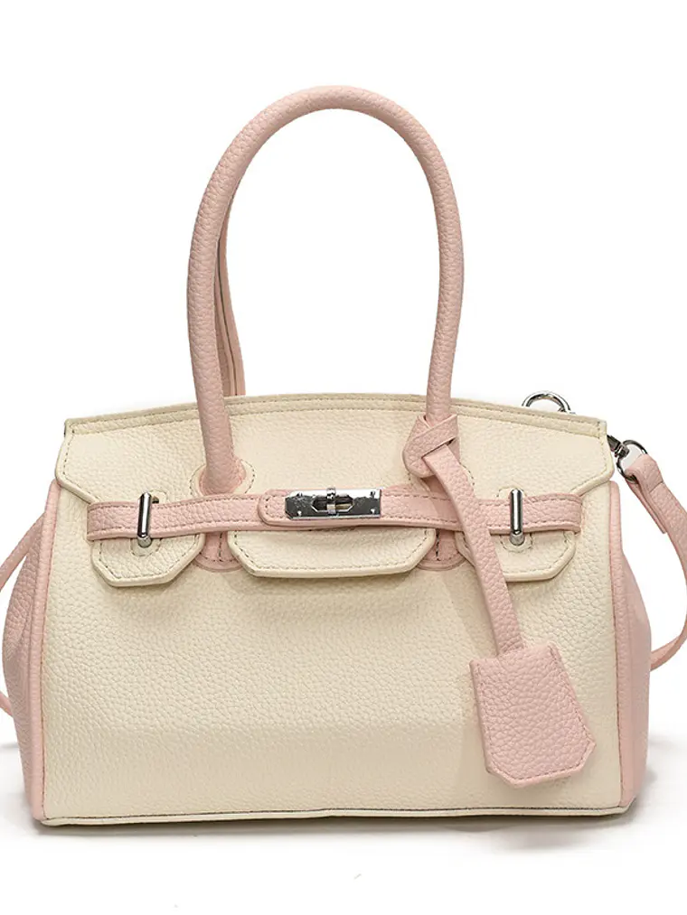 Bolso Estructurado Bicolor con Textura Granulada — Diseño Clásico y Femenino 5
