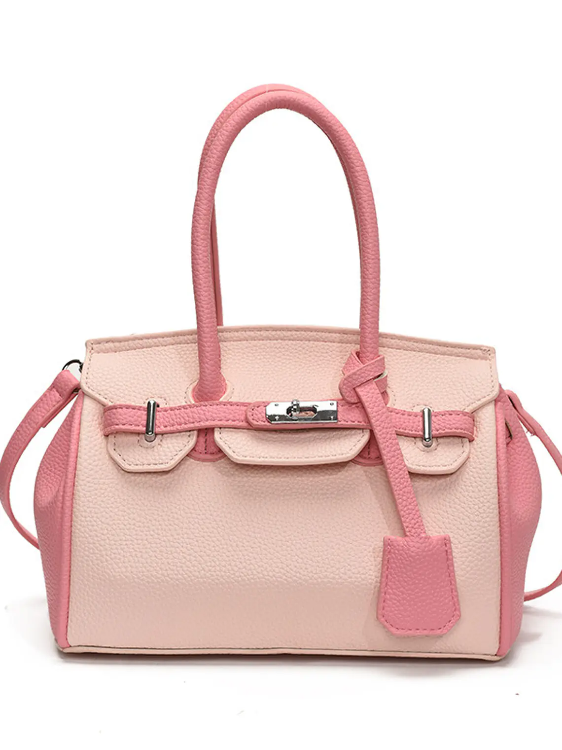 Bolso Estructurado Bicolor con Textura Granulada — Diseño Clásico y Femenino 2