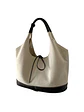 Bolso tote de lona con ribete de cuero sintético y detalle de lazo — estilo minimalista - Miniatura 4