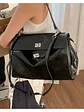 Bolso tipo Kelly de cuero sintético con cerradura giratoria — estructura clásica en dos tamaños - Miniatura 3