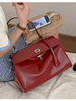 Bolso tipo Kelly de cuero sintético con cerradura giratoria — estructura clásica en dos tamaños - Miniatura 10