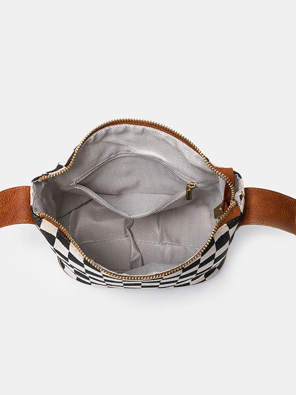 Bolso caja de lona a cuadros con ribete de cuero sintético y asa giratoria — estilo retro compacto 8