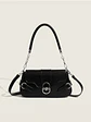 Bolso de hombro con solapa y cerradura ovalada plateada — estilo retro urbano - Miniatura 1