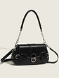 Bolso de hombro con solapa y cerradura ovalada plateada — estilo retro urbano - Miniatura 2