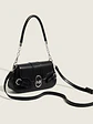 Bolso de hombro con solapa y cerradura ovalada plateada — estilo retro urbano - Miniatura 4