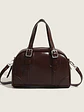 Bolso de mano tipo cápsula con hebillas plateadas y costuras decorativas — estilo retro coreano - Miniatura 1