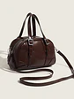 Bolso de mano tipo cápsula con hebillas plateadas y costuras decorativas — estilo retro coreano - Miniatura 3