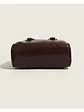 Bolso de mano tipo cápsula con hebillas plateadas y costuras decorativas — estilo retro coreano - Miniatura 5