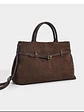 Bolso tote de gamuza con cinturón decorativo y asa tubular — volumen generoso, estilo sobrio - Miniatura 2