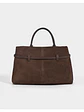 Bolso tote de gamuza con cinturón decorativo y asa tubular — volumen generoso, estilo sobrio - Miniatura 3