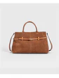 Bolso tote de gamuza con cinturón decorativo y asa tubular — volumen generoso, estilo sobrio - Miniatura 8