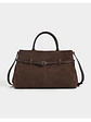 Bolso tote de gamuza con cinturón decorativo y asa tubular — volumen generoso, estilo sobrio - Miniatura 1
