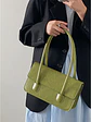 Bolso de hombro con solapa y cuero sintético con acabado tipo cera — estilo urbano clásico - Miniatura 6