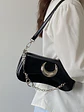 Bolso de hombro negro con luna plateada y cadena intercambiable - Miniatura 1