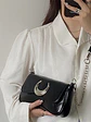 Bolso de hombro negro con luna plateada y cadena intercambiable - Miniatura 3