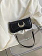 Bolso de hombro negro con luna plateada y cadena intercambiable - Miniatura 4