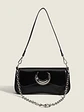 Bolso de hombro negro con luna plateada y cadena intercambiable - Miniatura 5