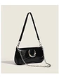Bolso de hombro negro con luna plateada y cadena intercambiable - Miniatura 6