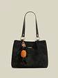 Bolso tote de terciopelo con textura rombo y colgante de ovejita - Miniatura 1