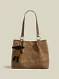 Bolso tote de terciopelo con textura rombo y colgante de ovejita - Miniatura 3