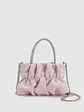 Bolso nube plisado con asa de strass y cadena plateada - Miniatura 5