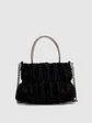 Bolso nube plisado con asa de strass y cadena plateada - Miniatura 11