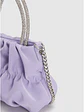 Bolso nube plisado con asa de strass y cadena plateada - Miniatura 9