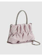 Bolso nube plisado con asa de strass y cadena plateada - Miniatura 6