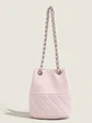 Bolso cubo acolchado rombo cadena plateada - Miniatura 7