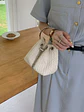 Bolso Cubo de Tela Fruncida con Asa de Cristal y Cadena Plateada - Miniatura 1