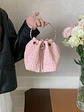 Bolso Cubo de Tela Fruncida con Asa de Cristal y Cadena Plateada - Miniatura 8