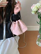 Bolso Cubo de Tela Fruncida con Asa de Cristal y Cadena Plateada - Miniatura 7