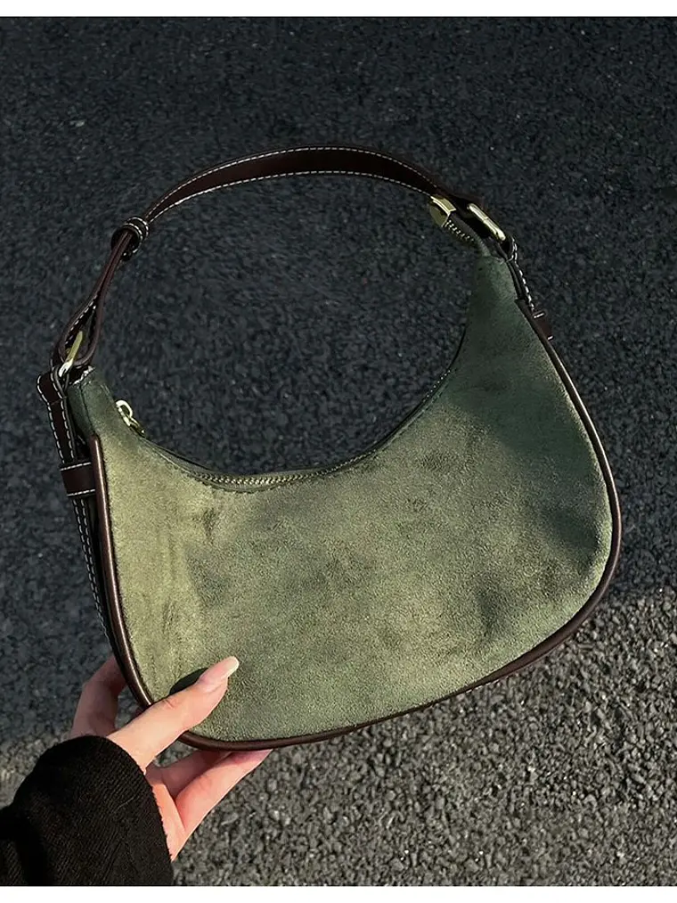 Bolso Media Luna de Ante Sintético — Estilo Vintage Casual 4