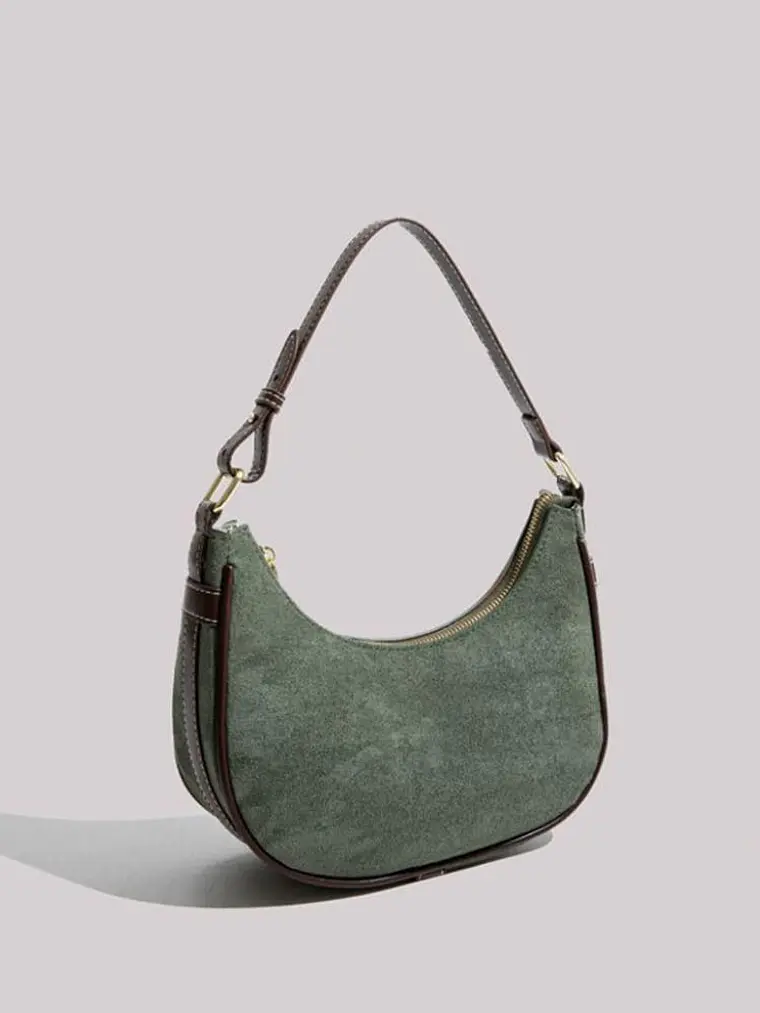 Bolso Media Luna de Ante Sintético — Estilo Vintage Casual 2