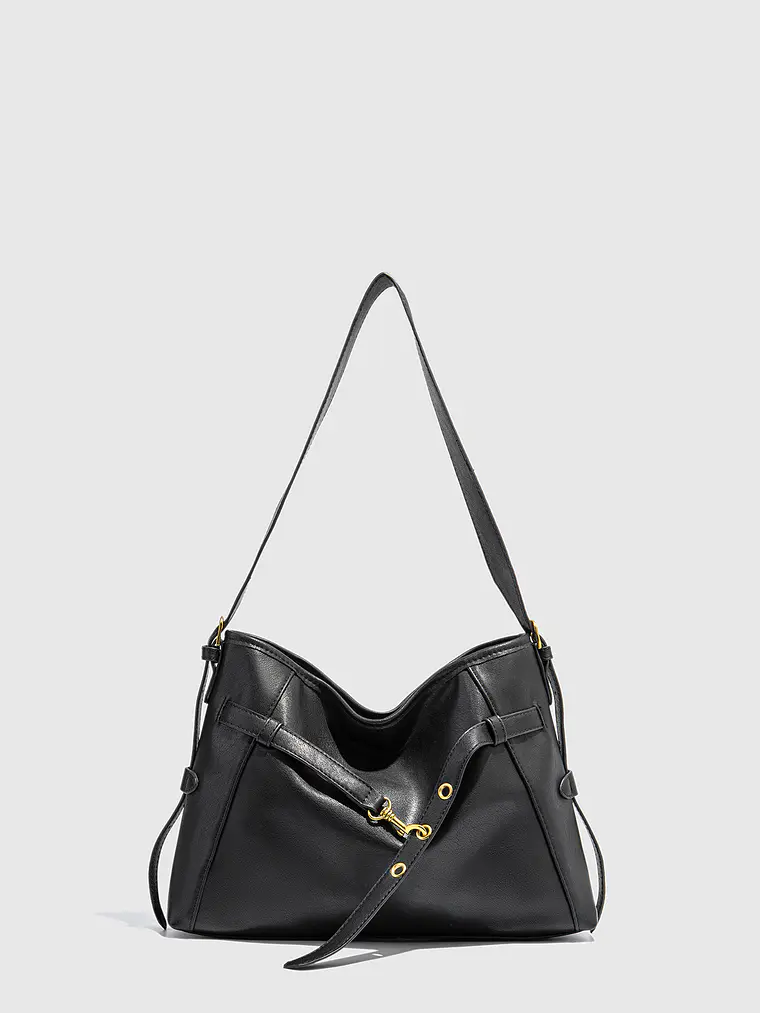 Bolso Hobo Grande con Herrajes Dorados y Detalle de Hebilla 5