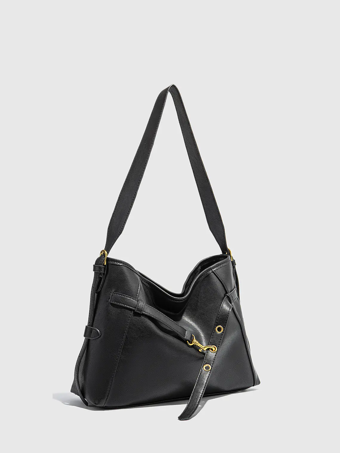 Bolso Hobo Grande con Herrajes Dorados y Detalle de Hebilla 6