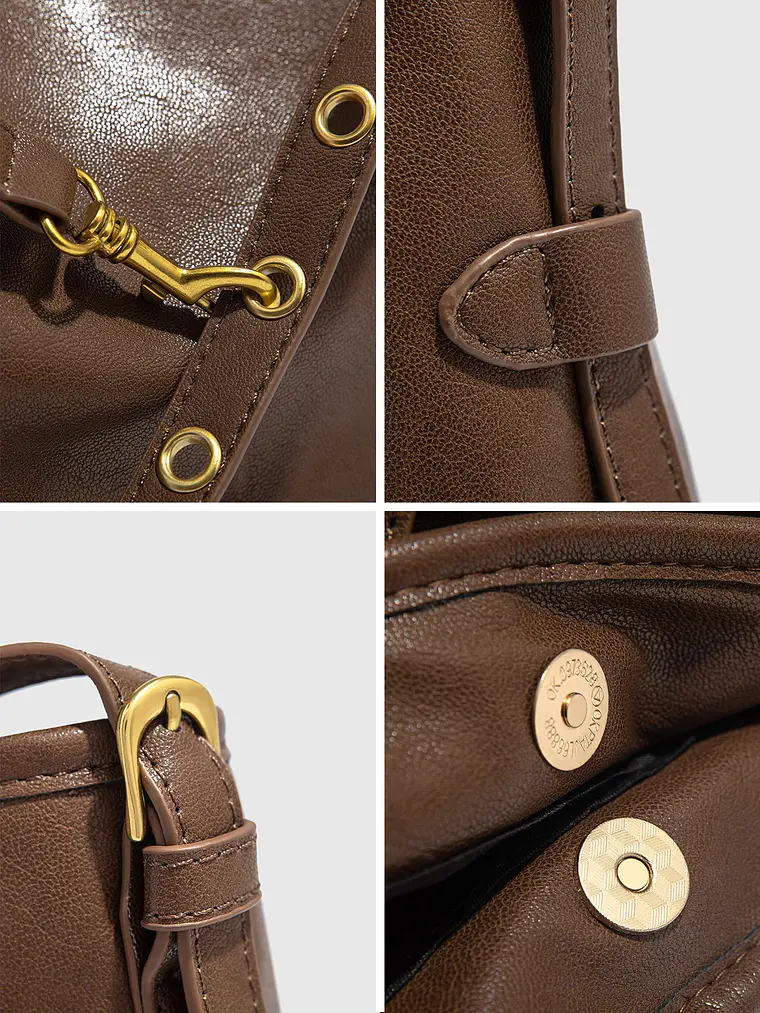Bolso Hobo Grande con Herrajes Dorados y Detalle de Hebilla 4