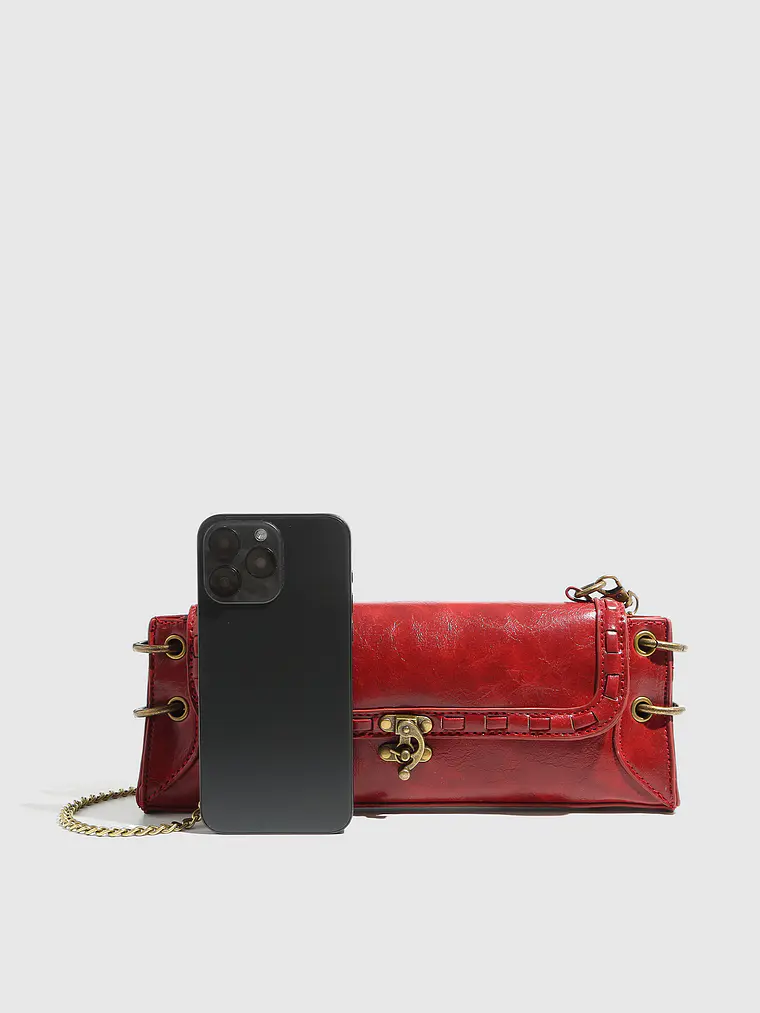 Bolso Clutch Retro Abatible con Cadena Dorada 10