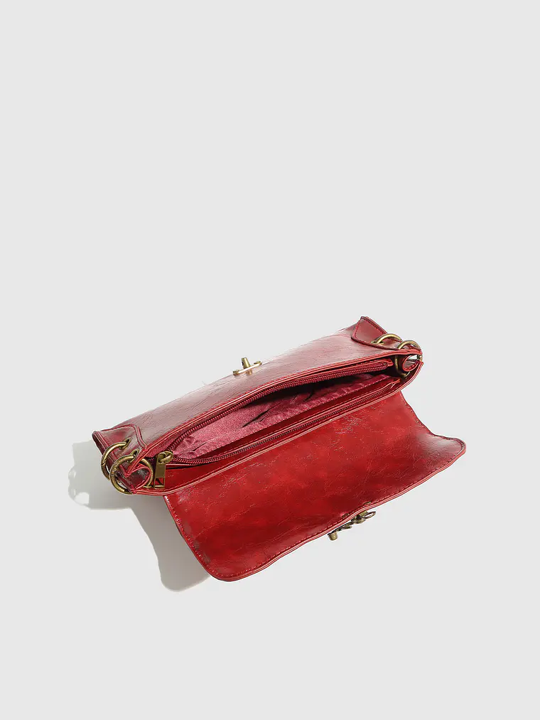 Bolso Clutch Retro Abatible con Cadena Dorada 12