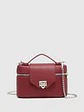 Bolso Mini Caja con Cierre de Candado y Cadena Plateada - Miniatura 1
