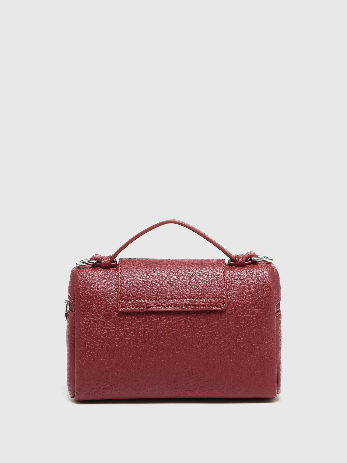 Bolso Mini Caja con Cierre de Candado y Cadena Plateada 2