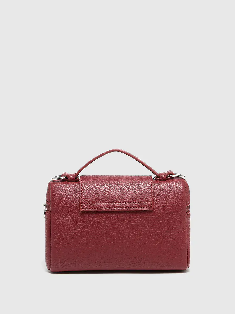 Bolso Mini Caja con Cierre de Candado y Cadena Plateada 2