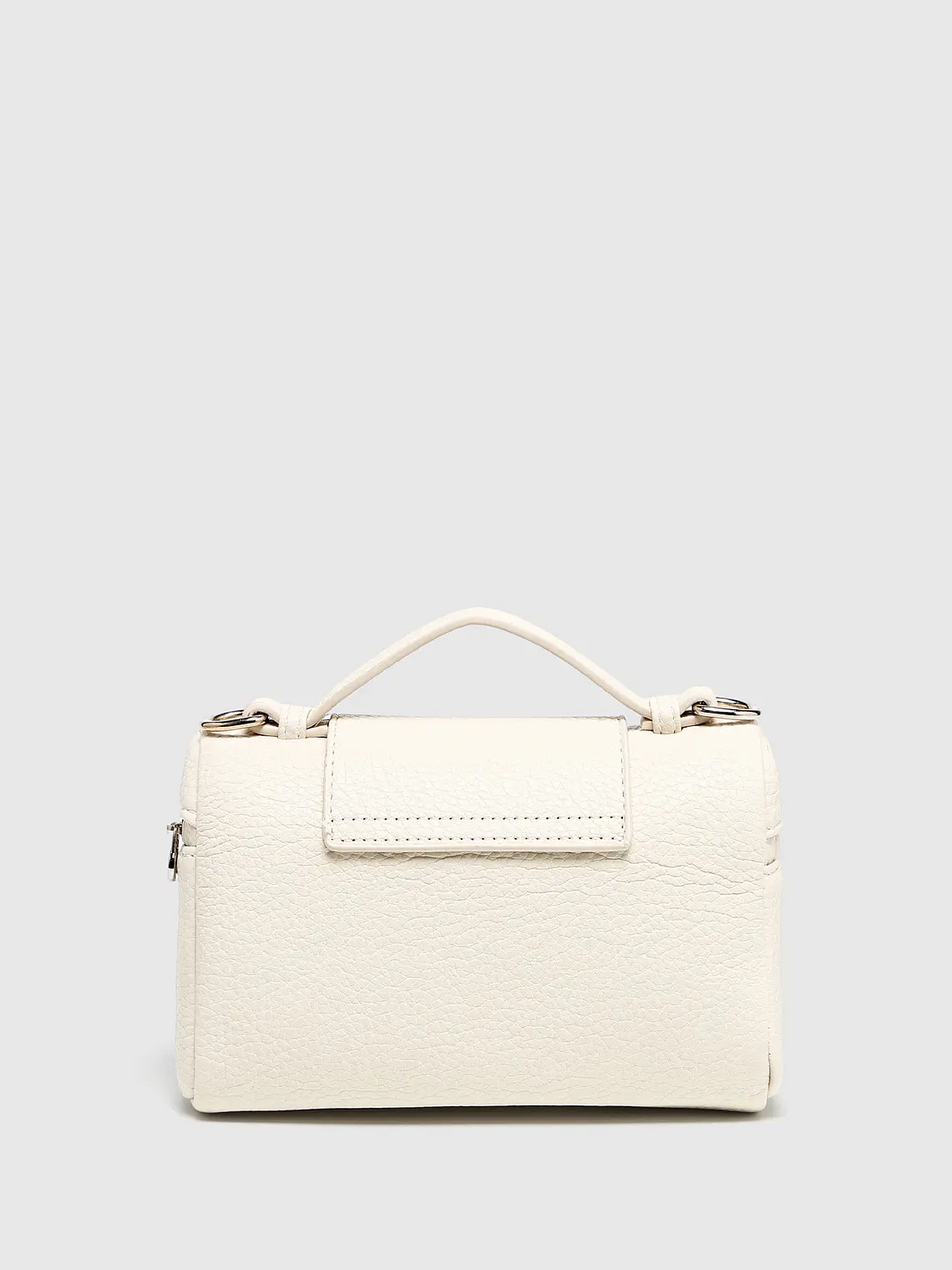 Bolso Mini Caja con Cierre de Candado y Cadena Plateada 8