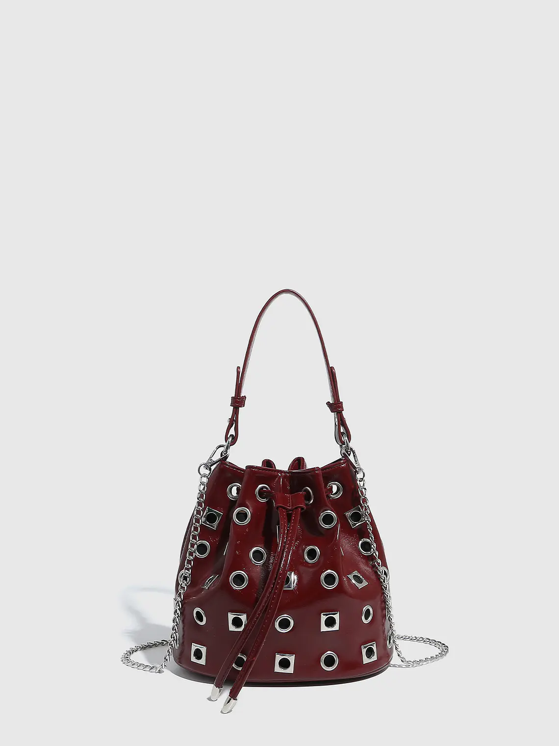 Bolso Bucket con Ojales Metálicos · Correa de Cadena · Estilo Urbano 6