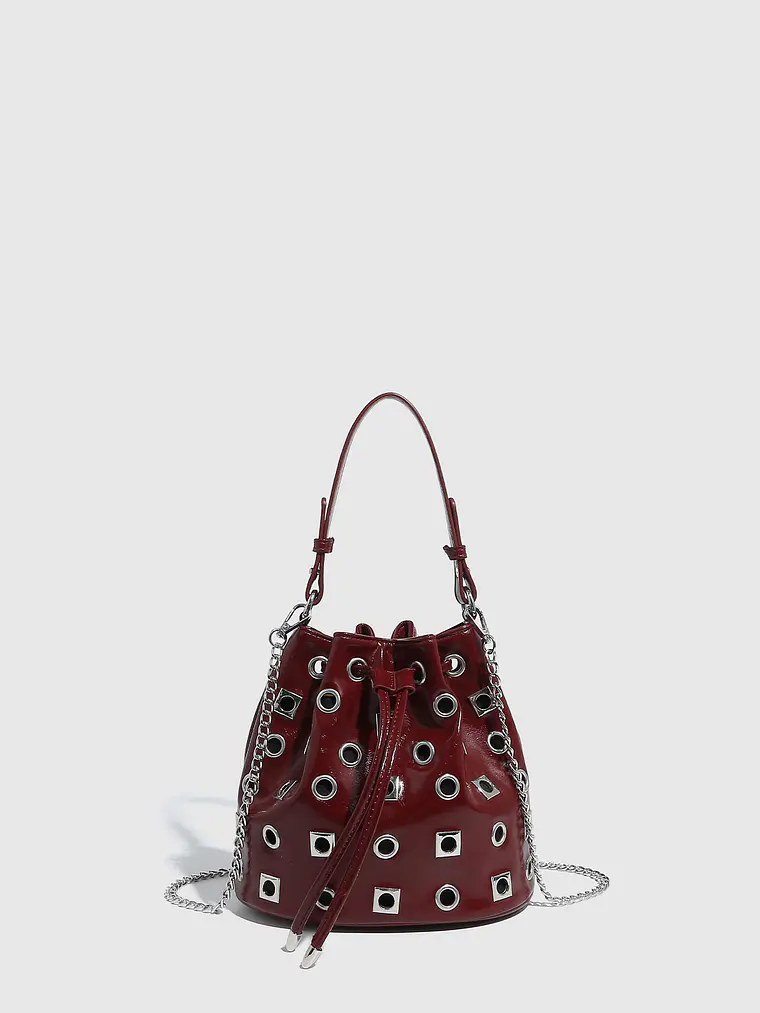 Bolso Bucket con Ojales Metálicos · Correa de Cadena · Estilo Urbano 6