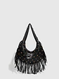 Bolso Hobo con Flecos y Tachas Doradas · Silueta Media Luna · Estilo Boho Urbano - Miniatura 1